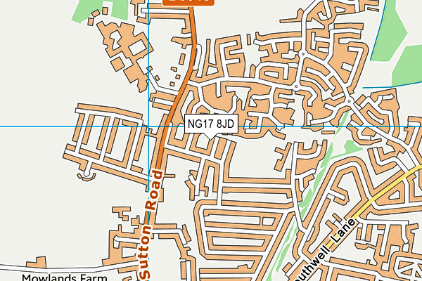 NG17 8JD map - OS VectorMap District (Ordnance Survey)
