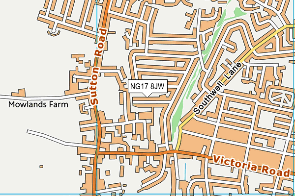NG17 8JW map - OS VectorMap District (Ordnance Survey)