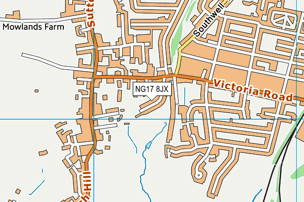 NG17 8JX map - OS VectorMap District (Ordnance Survey)