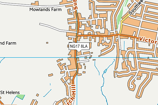 NG17 8LA map - OS VectorMap District (Ordnance Survey)