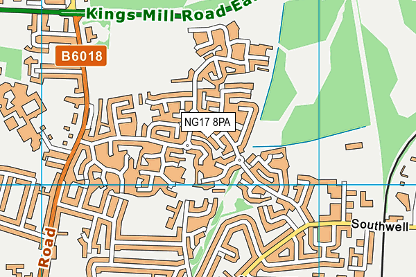 NG17 8PA map - OS VectorMap District (Ordnance Survey)