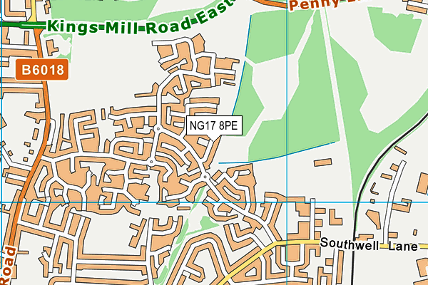 NG17 8PE map - OS VectorMap District (Ordnance Survey)