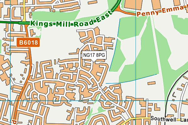 NG17 8PG map - OS VectorMap District (Ordnance Survey)