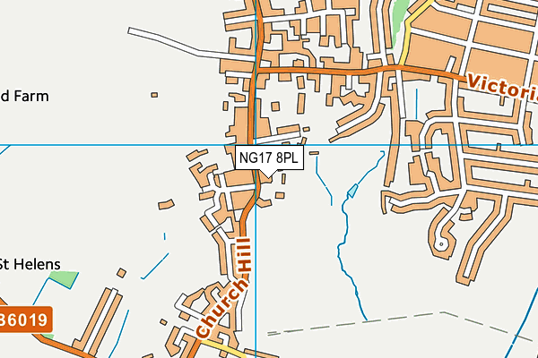 NG17 8PL map - OS VectorMap District (Ordnance Survey)