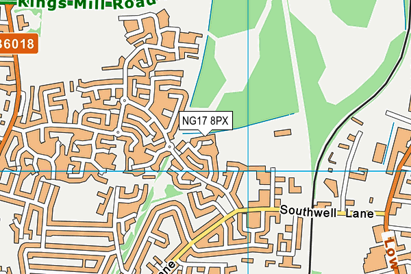 NG17 8PX map - OS VectorMap District (Ordnance Survey)