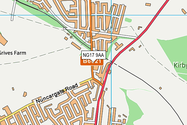 NG17 9AA map - OS VectorMap District (Ordnance Survey)