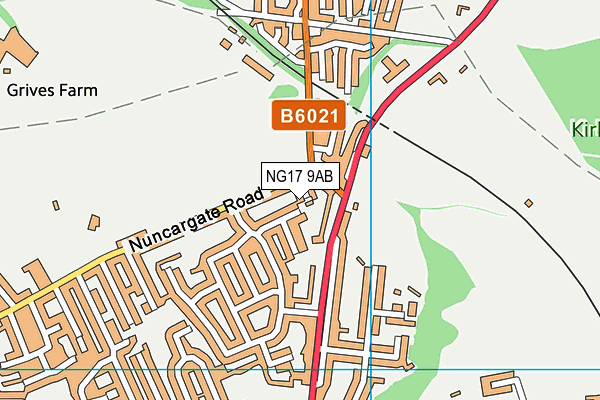 NG17 9AB map - OS VectorMap District (Ordnance Survey)