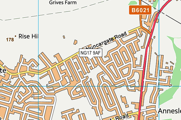 NG17 9AF map - OS VectorMap District (Ordnance Survey)
