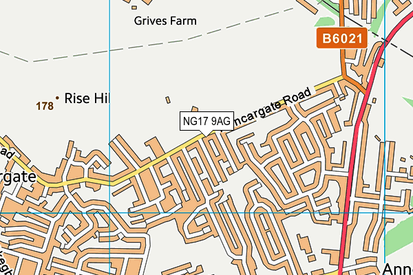 NG17 9AG map - OS VectorMap District (Ordnance Survey)