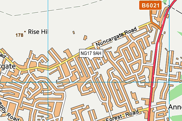 NG17 9AH map - OS VectorMap District (Ordnance Survey)