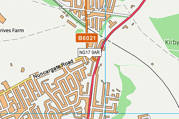 NG17 9AR map - OS VectorMap District (Ordnance Survey)