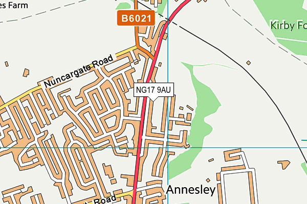 NG17 9AU map - OS VectorMap District (Ordnance Survey)