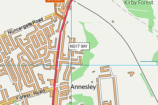 NG17 9AY map - OS VectorMap District (Ordnance Survey)