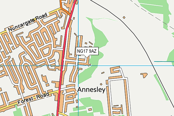 NG17 9AZ map - OS VectorMap District (Ordnance Survey)