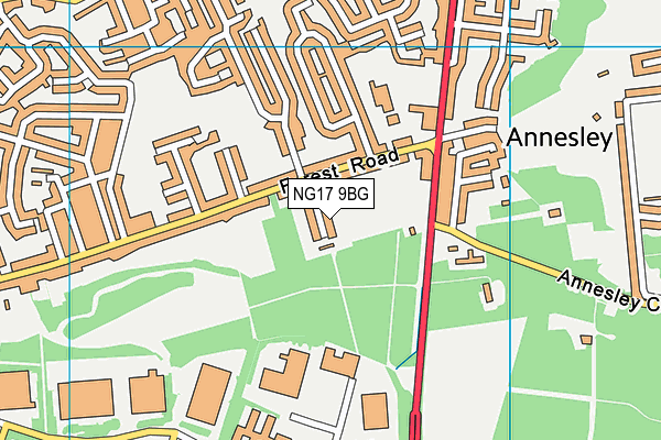 NG17 9BG map - OS VectorMap District (Ordnance Survey)