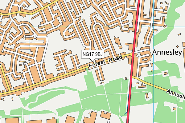 NG17 9BJ map - OS VectorMap District (Ordnance Survey)