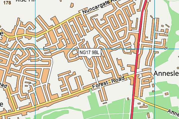 NG17 9BL map - OS VectorMap District (Ordnance Survey)