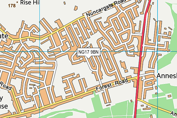 NG17 9BN map - OS VectorMap District (Ordnance Survey)