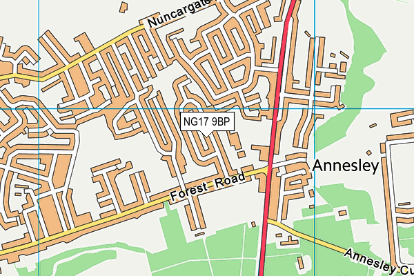 NG17 9BP map - OS VectorMap District (Ordnance Survey)