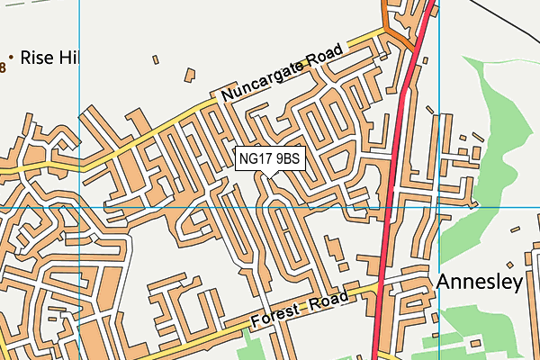 NG17 9BS map - OS VectorMap District (Ordnance Survey)