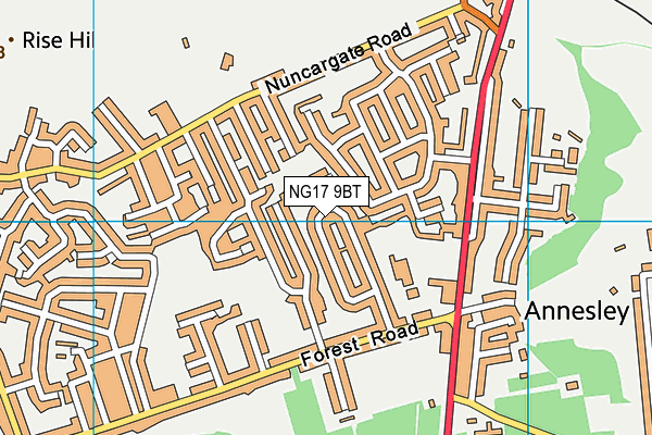 NG17 9BT map - OS VectorMap District (Ordnance Survey)