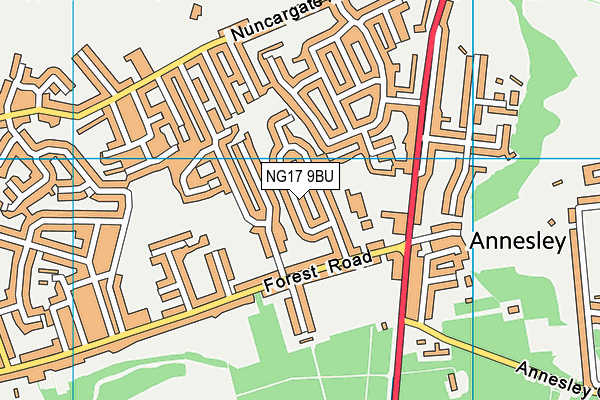 NG17 9BU map - OS VectorMap District (Ordnance Survey)