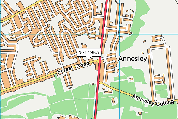 Annesley Primary and Nursery School map (NG17 9BW) - OS VectorMap District (Ordnance Survey)