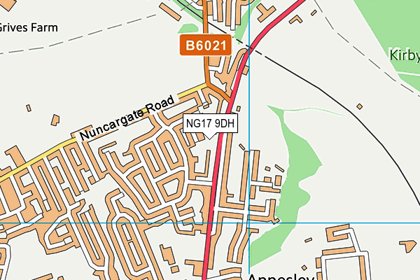 NG17 9DH map - OS VectorMap District (Ordnance Survey)
