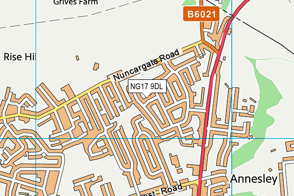 NG17 9DL map - OS VectorMap District (Ordnance Survey)