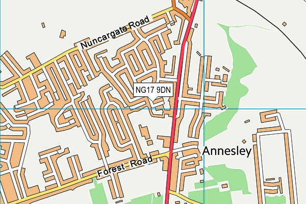 NG17 9DN map - OS VectorMap District (Ordnance Survey)