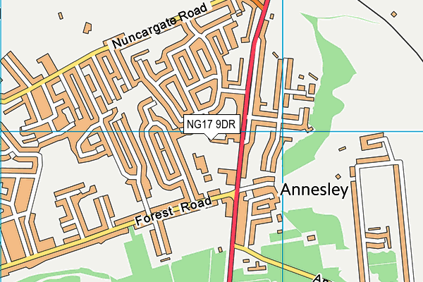 NG17 9DR map - OS VectorMap District (Ordnance Survey)