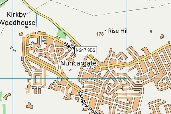 NG17 9DS map - OS VectorMap District (Ordnance Survey)