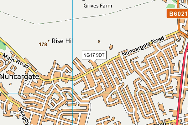 Kirkby Portland Cricket Club map (NG17 9DT) - OS VectorMap District (Ordnance Survey)
