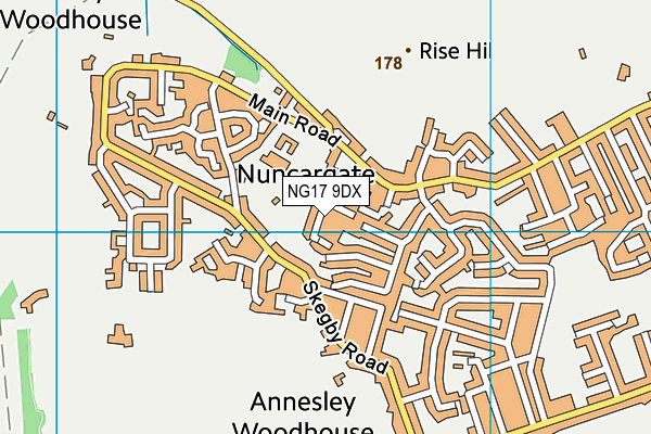 NG17 9DX map - OS VectorMap District (Ordnance Survey)