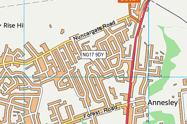 NG17 9DY map - OS VectorMap District (Ordnance Survey)