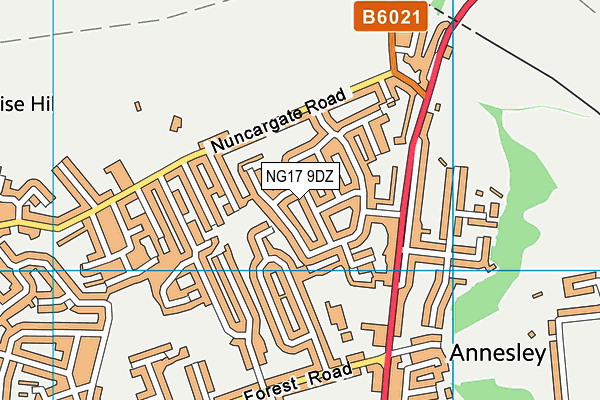 NG17 9DZ map - OS VectorMap District (Ordnance Survey)