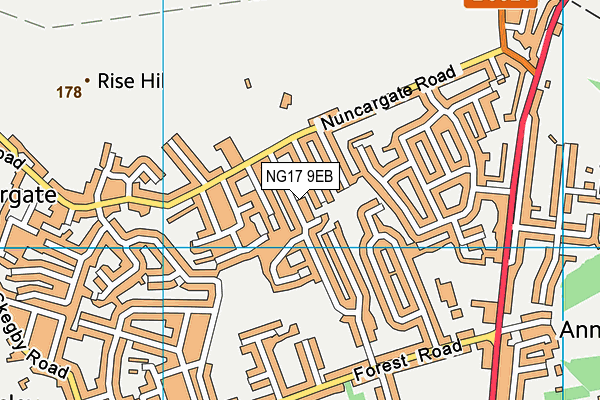 NG17 9EB map - OS VectorMap District (Ordnance Survey)