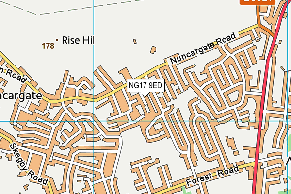 NG17 9ED map - OS VectorMap District (Ordnance Survey)