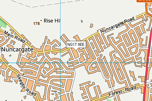 NG17 9EE map - OS VectorMap District (Ordnance Survey)