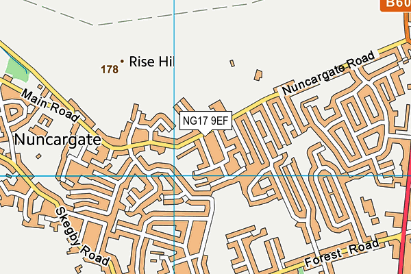 NG17 9EF map - OS VectorMap District (Ordnance Survey)