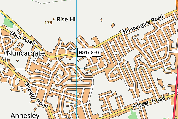 NG17 9EG map - OS VectorMap District (Ordnance Survey)