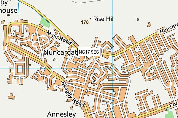 NG17 9ES map - OS VectorMap District (Ordnance Survey)