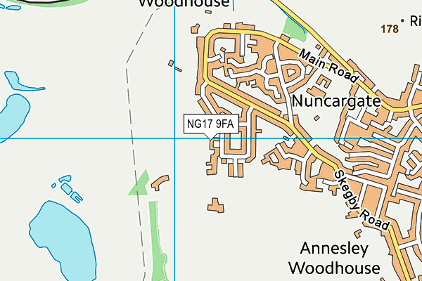 NG17 9FA map - OS VectorMap District (Ordnance Survey)