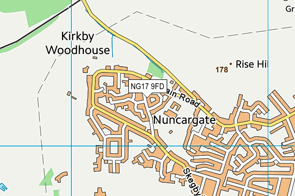 NG17 9FD map - OS VectorMap District (Ordnance Survey)