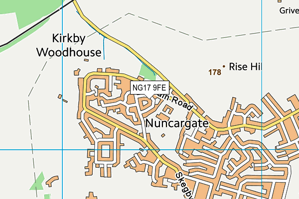 NG17 9FE map - OS VectorMap District (Ordnance Survey)