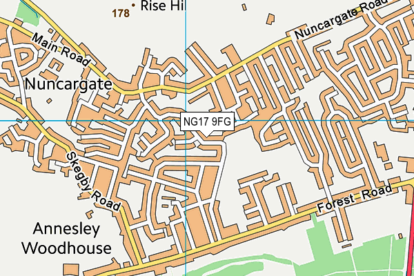 NG17 9FG map - OS VectorMap District (Ordnance Survey)
