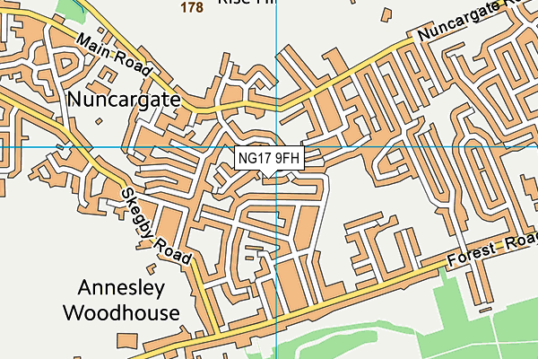 NG17 9FH map - OS VectorMap District (Ordnance Survey)