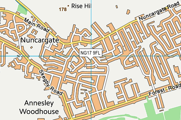 NG17 9FL map - OS VectorMap District (Ordnance Survey)