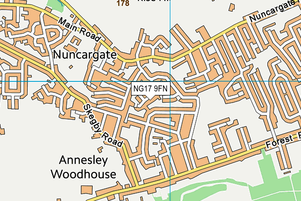 NG17 9FN map - OS VectorMap District (Ordnance Survey)