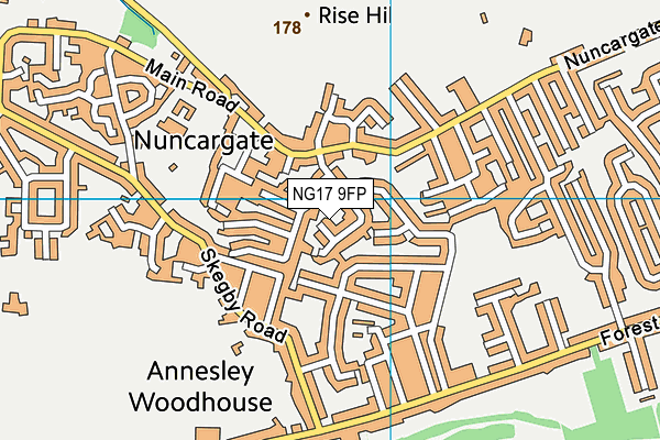 NG17 9FP map - OS VectorMap District (Ordnance Survey)